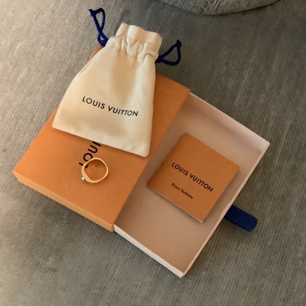 Louis Vuitton Gold Tone Ring with Small Silver Accent